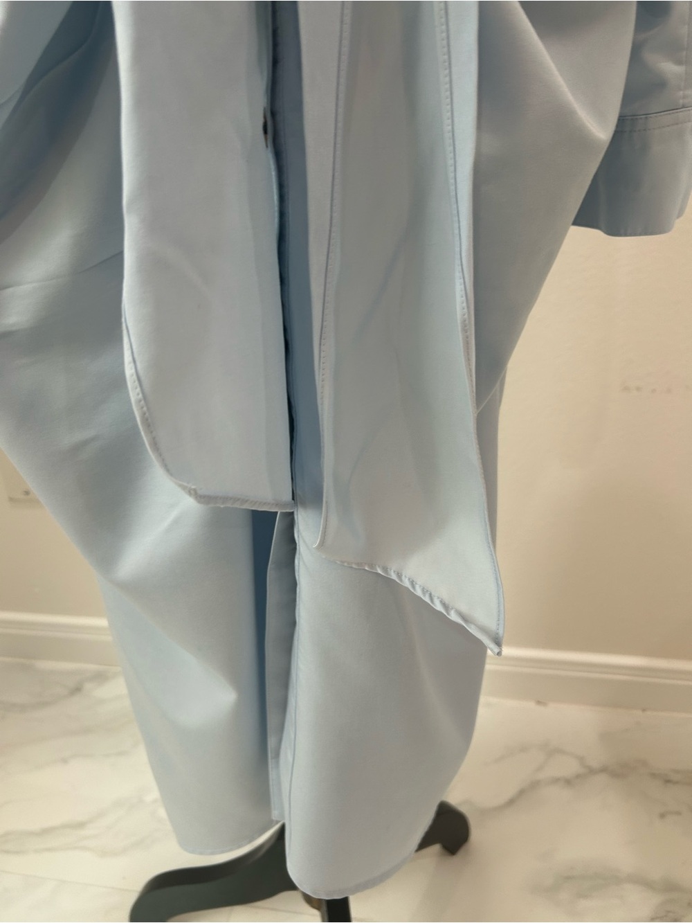 Antonio Melani Light Blue Ruched Waist Shirt Dress With Tie - Picture 6 of 11